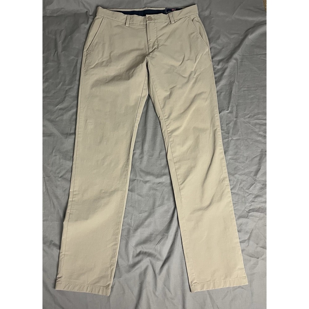 Vineyard Vines Mens 30x32 Performance Pants Khaki Tan Stretch Golf Chino